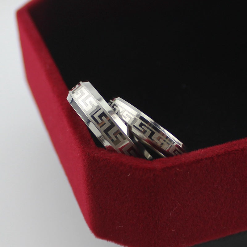 Men's And Women's Simple Couple Rings Great Wall Pattern