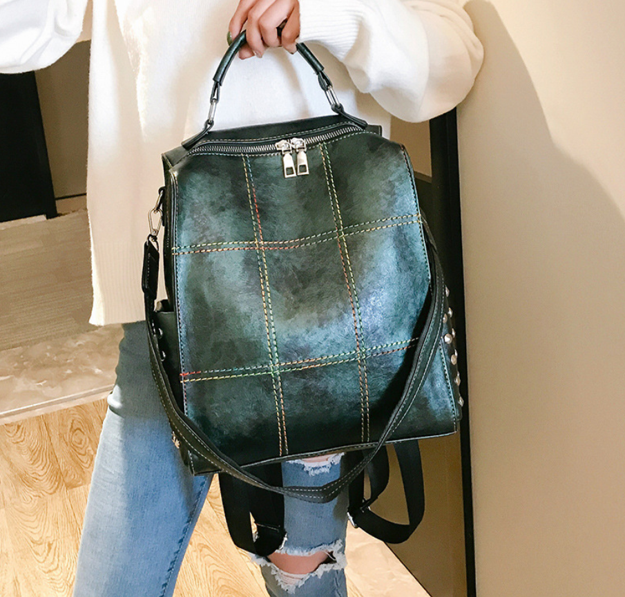 Retro soft leather backpack handbag