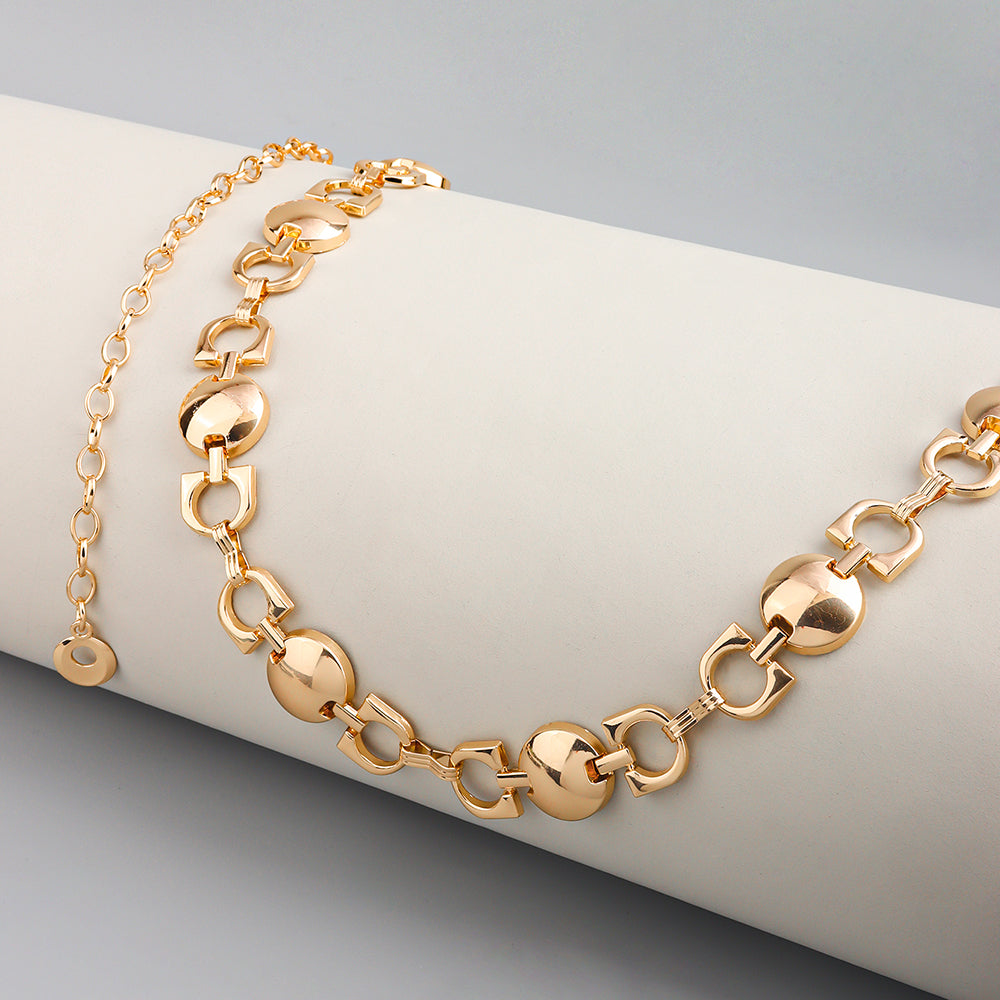 Creative Exaggeration Waist Chain Accessories Gold Silver Hip Hop Punk Metal Chain Ladies Geometric Personality Retro Body Chain