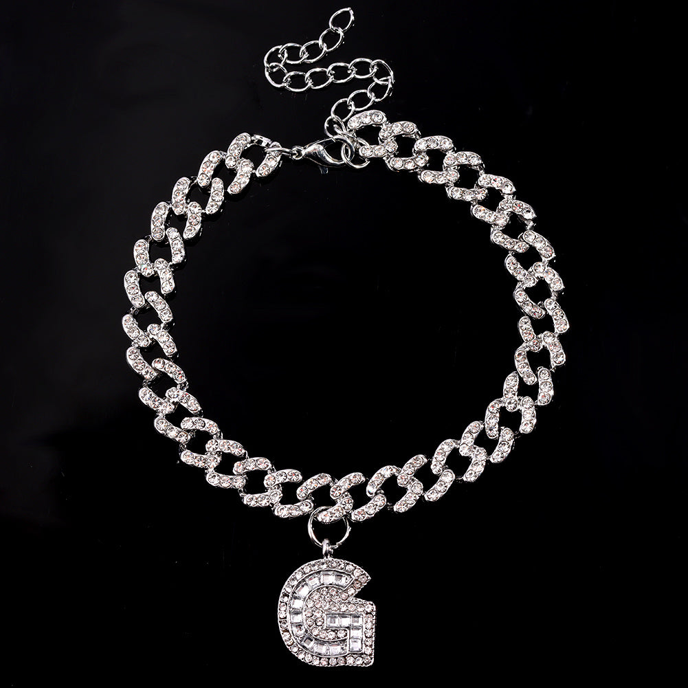 Hip Hop Alphabet Pendant Cuban Chain Anklet
