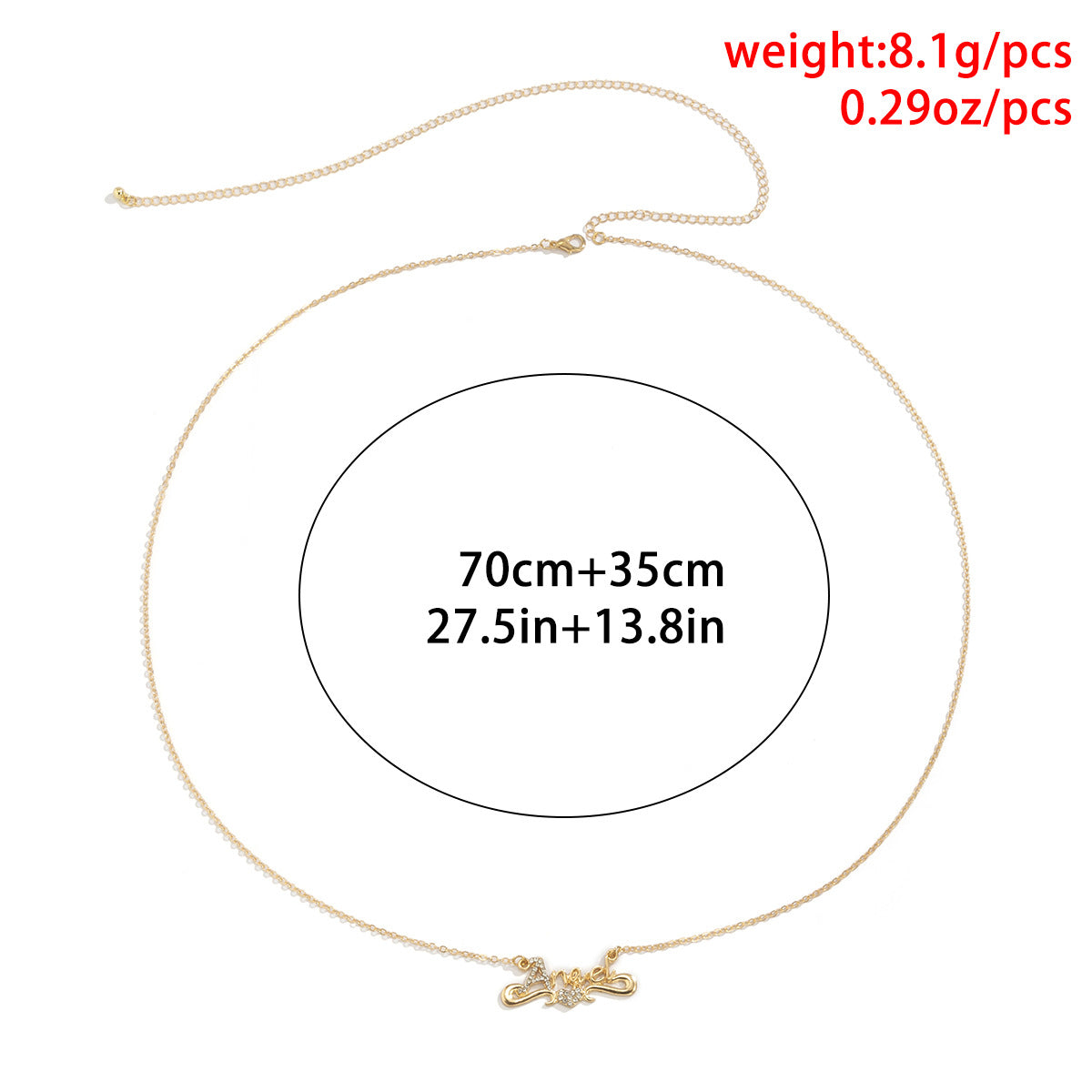 Sexy Heart-shaped Diamond Letter Single-layer Waist Chain