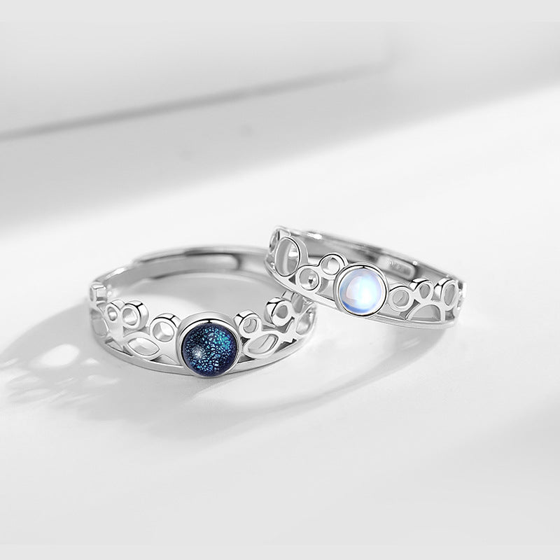 A Pair Of Fashionable Sterling Silver Couple Rings