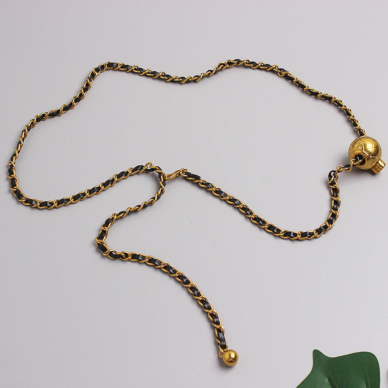 Small Incense Wind Chain Waist Chain Belt Wild Retro Small Golden Ball Adjustable