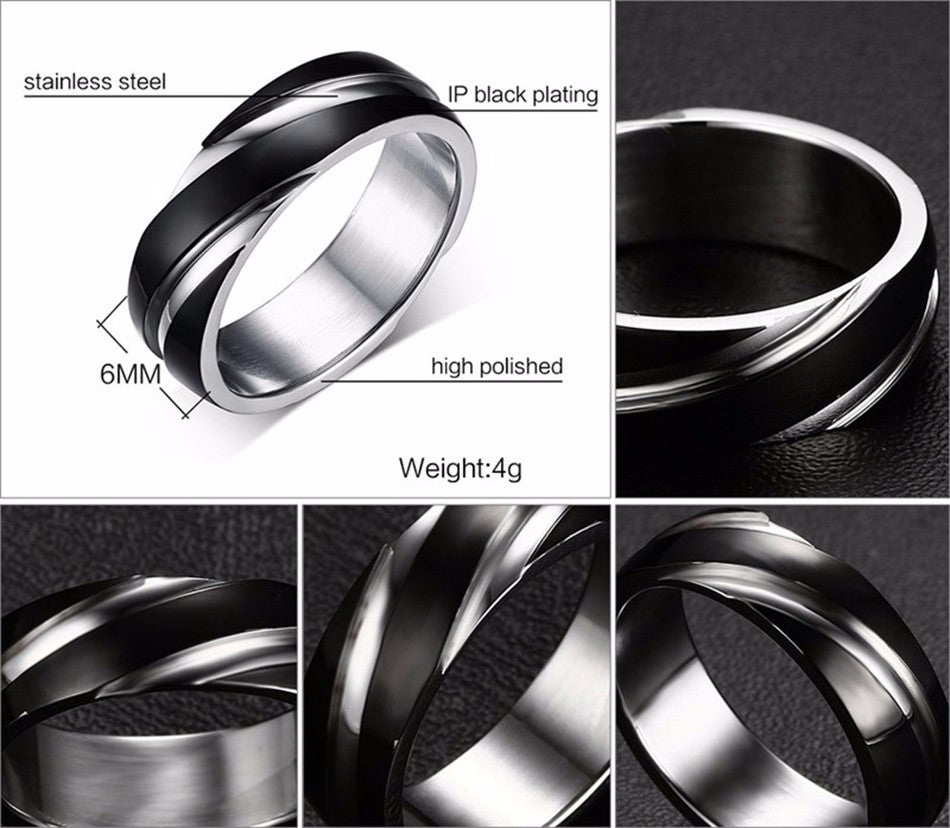 New Fashion Daily Wear Rings Top Quality Lead & Nickel Free Black Color Stainless Steel Men Party Rings