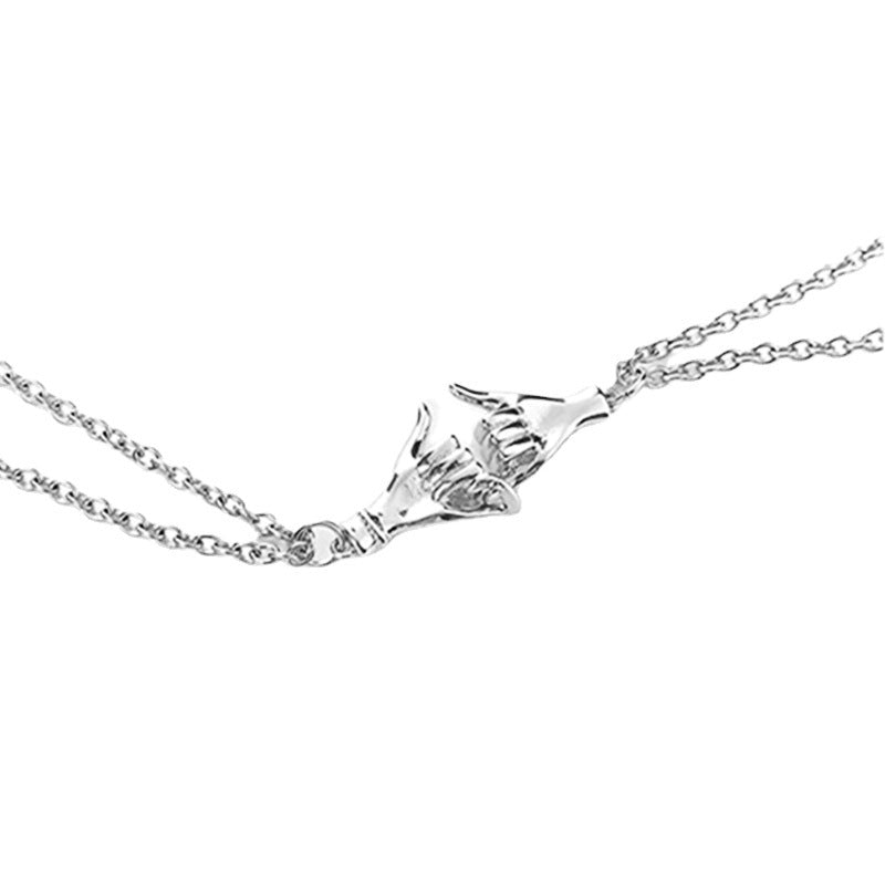 Two Small Hand Pendant Couple Necklace Set Chain