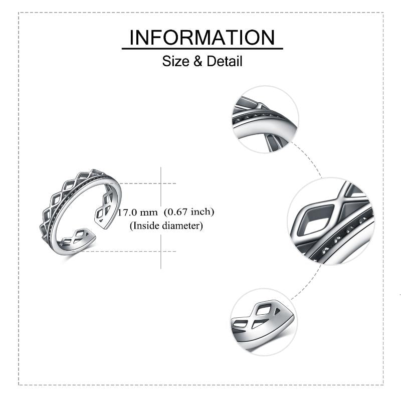Sterling Silver Hollowed-out Opening Ring For Man And Woman
