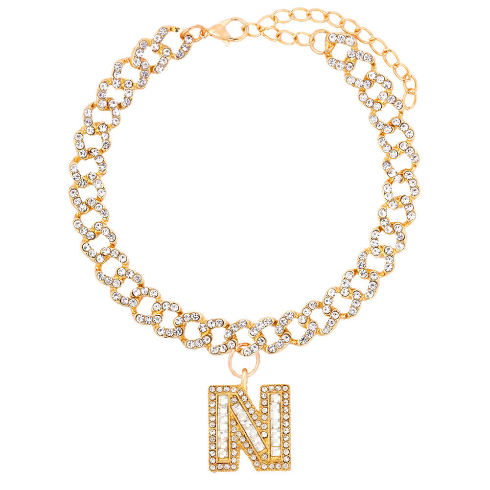 Hip Hop Alphabet Pendant Cuban Chain Anklet
