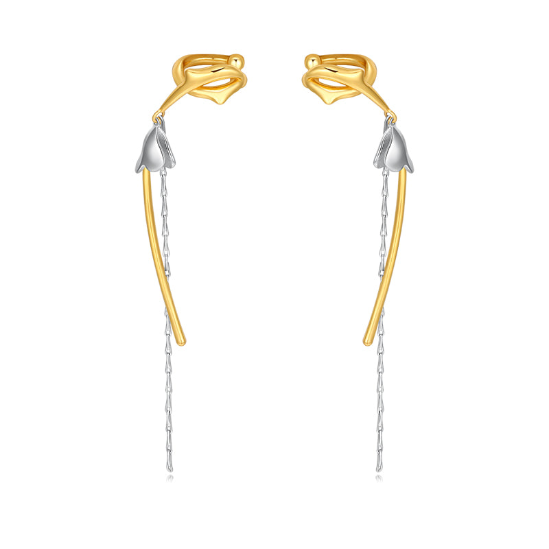 Tassel Women's Niche Light Luxury Retro Flower Earrings