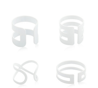 Stylish, simple, hollow, white cross four piece rings, articulation ring tail ring