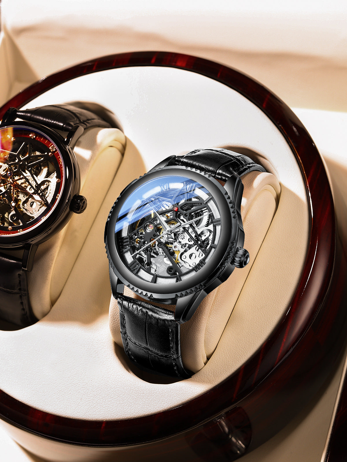 Automatic Mechanical Leather Hollow Men's Watch Simple Waterproof