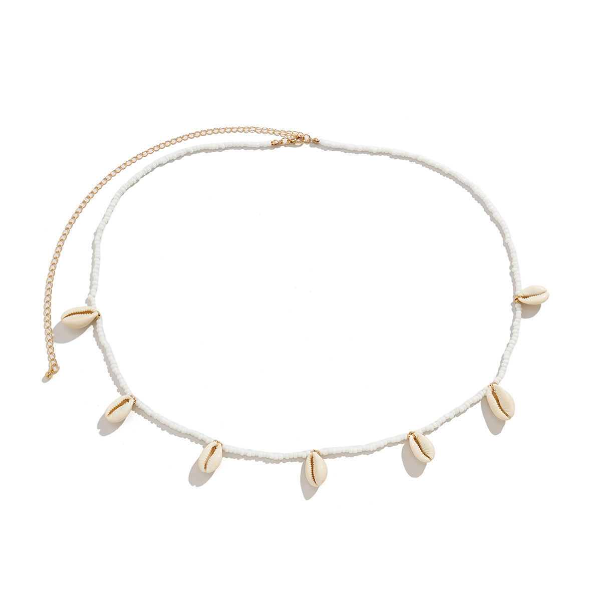Women's Braided Simple Rice Bead Shell Tassel Waist Chain