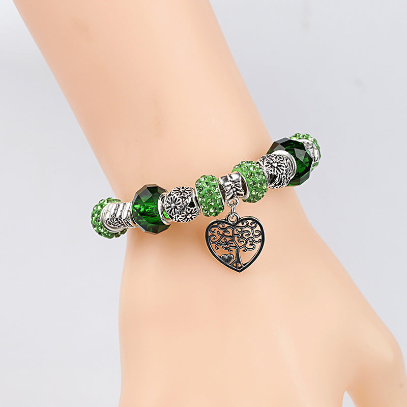 Green Pan Bracelet, Crystal Beaded All-match Lady