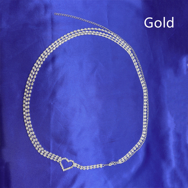 Bridal Accessories Auto Show Model Rhinestone Love Waist Chain Romantic Waist Accessories Female