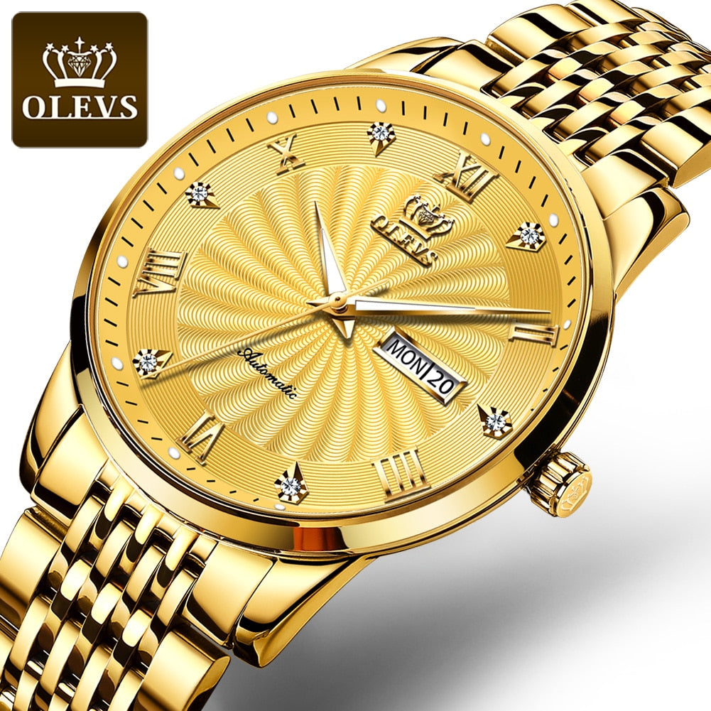 OLEVS Men Mechanical Watch Top Brand Luxury Automatic Watch Sport Stainless Steel Waterproof Watch Men relogio masculino 6530