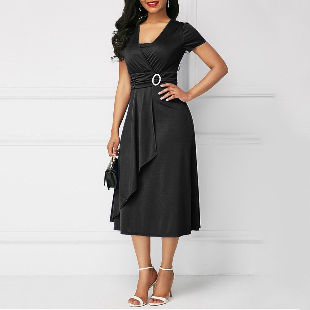 New Arrival Fashion Plus Size Dress Women Short Sleeve