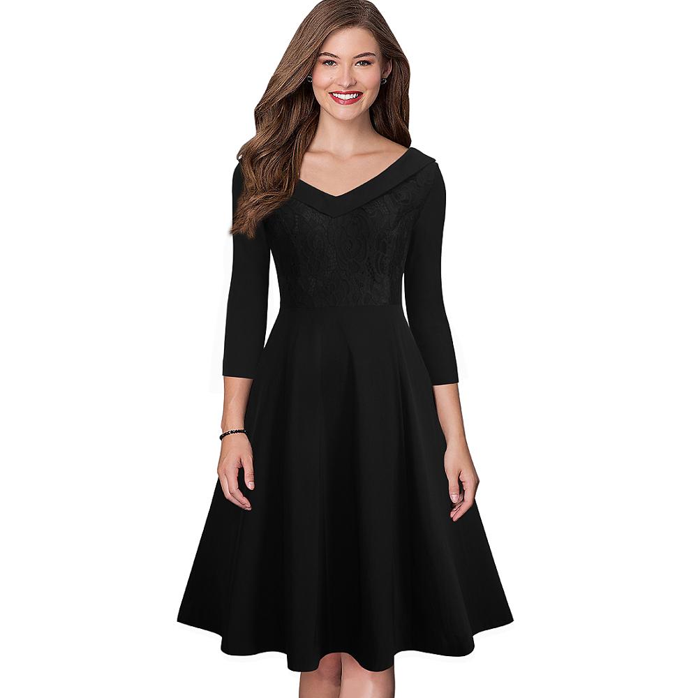 Elegant Embroidery Women V neckline Dress