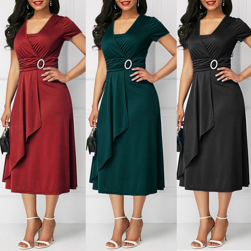 New Arrival Fashion Plus Size Dress Women Short Sleeve