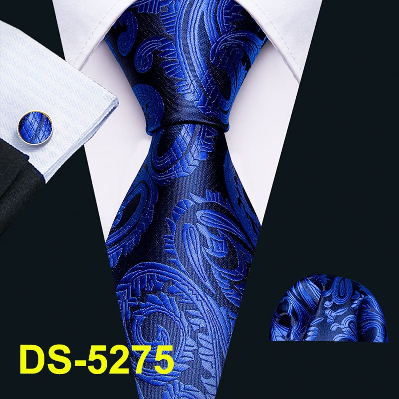 Men Tie Gold Navy Striped 100% Silk Tie