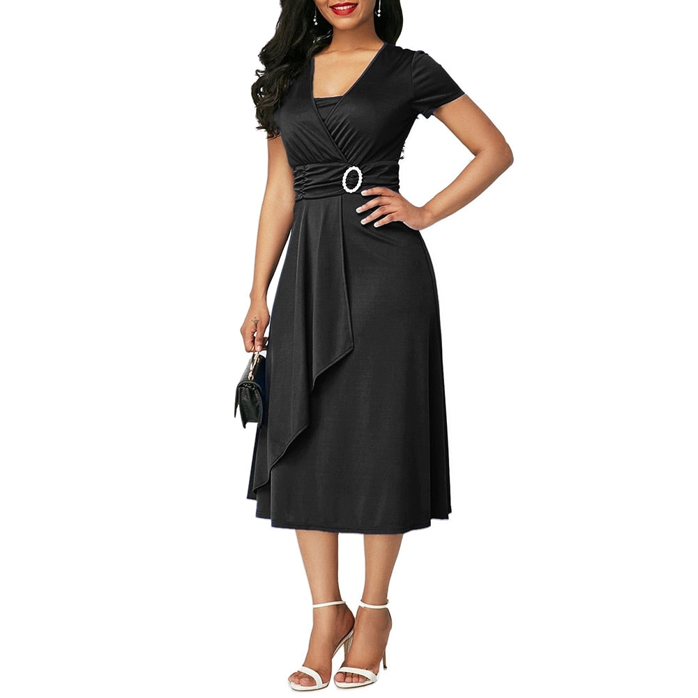 New Arrival Fashion Plus Size Dress Women Short Sleeve