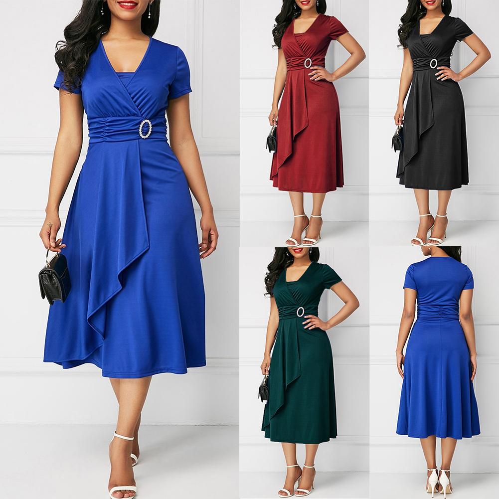 New Arrival Fashion Plus Size Dress Women Short Sleeve