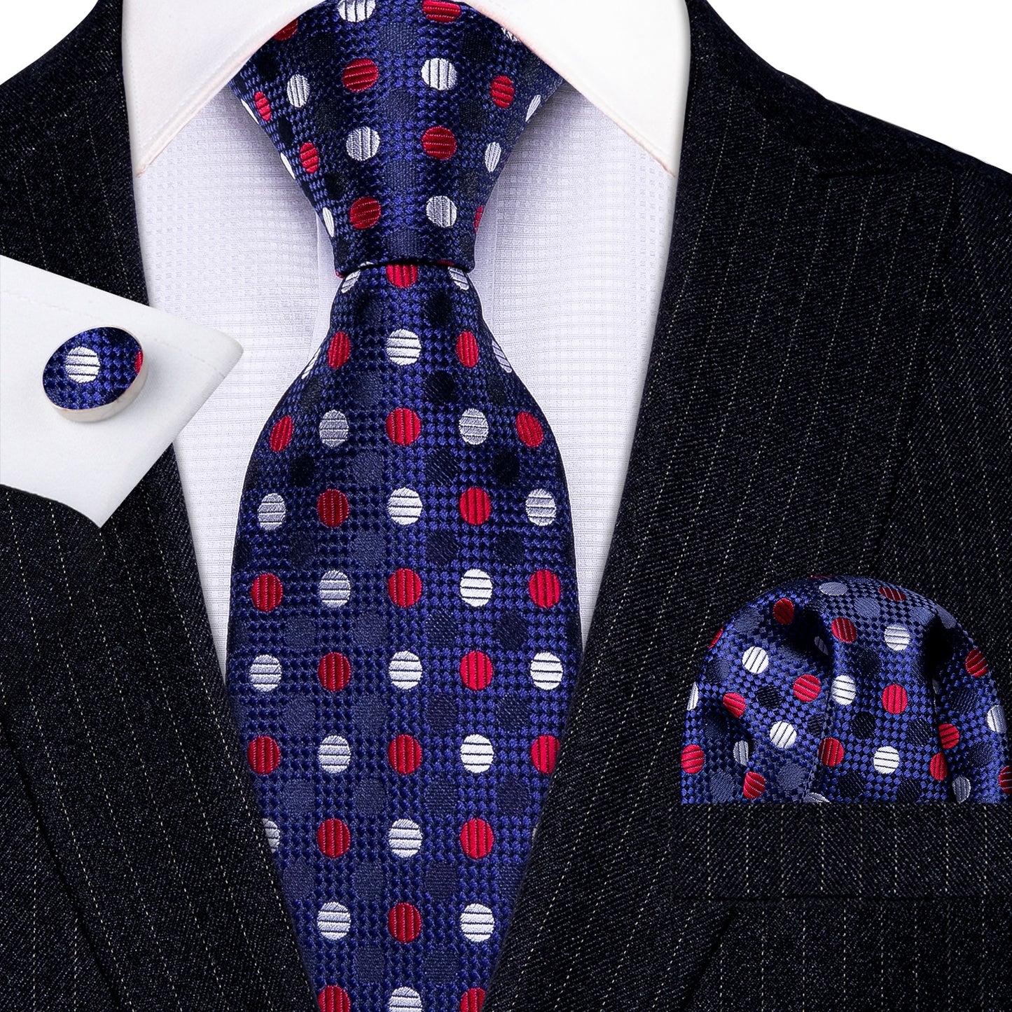 Fashion Designer Red Skull Men Tie Set 8.5cm Silk Handkerchief Ties for Men