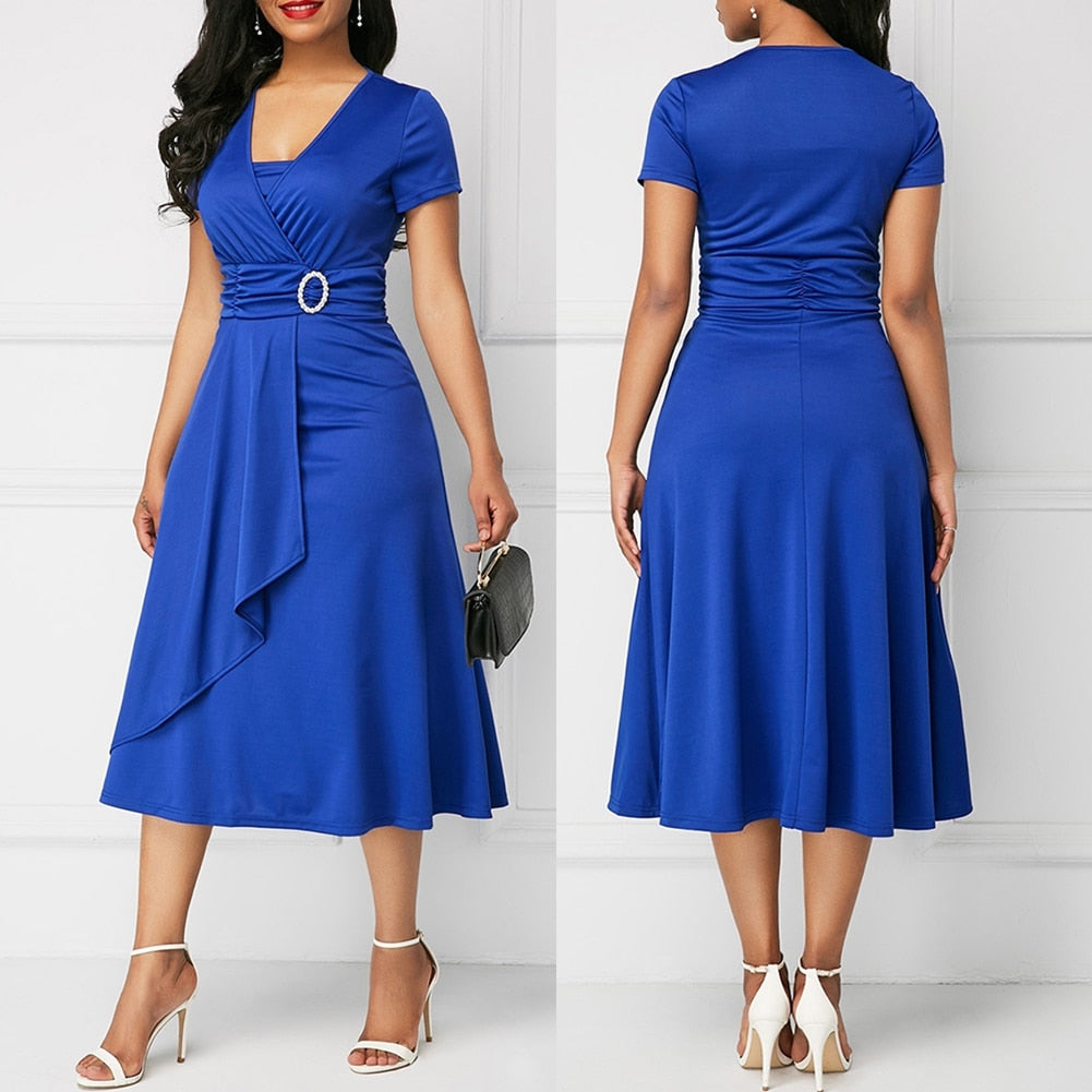 New Arrival Fashion Plus Size Dress Women Short Sleeve