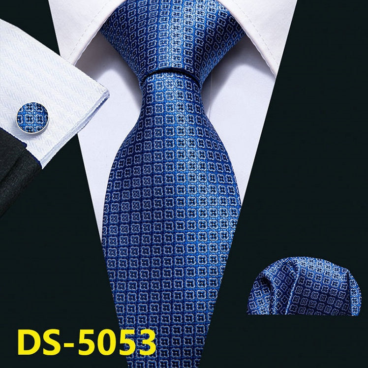 Men Tie Gold Navy Striped 100% Silk Tie