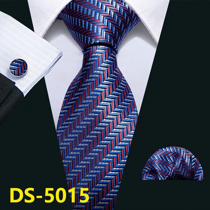 Men Tie Gold Navy Striped 100% Silk Tie