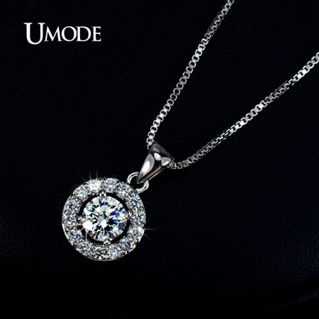 Top Quality AAA+ CZ Cubic Zirconia Round Pendant Necklace