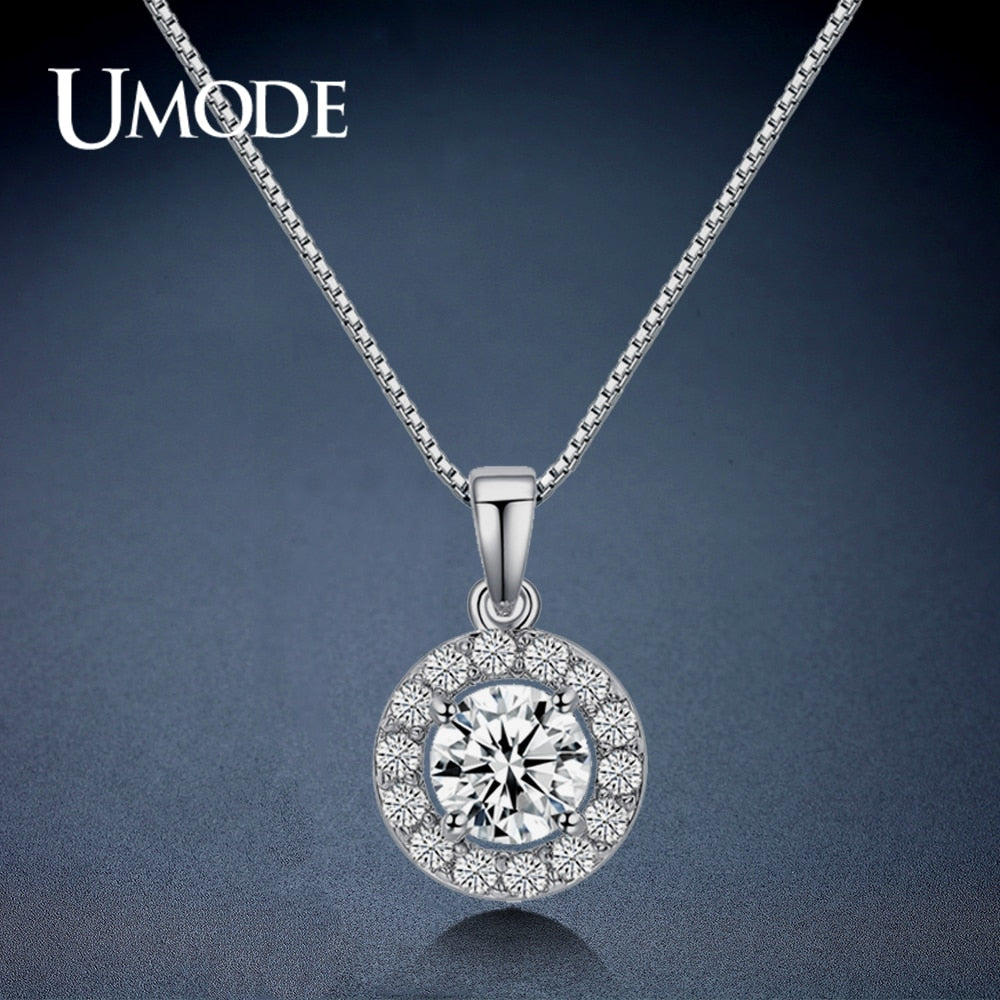 Top Quality AAA+ CZ Cubic Zirconia Round Pendant Necklace