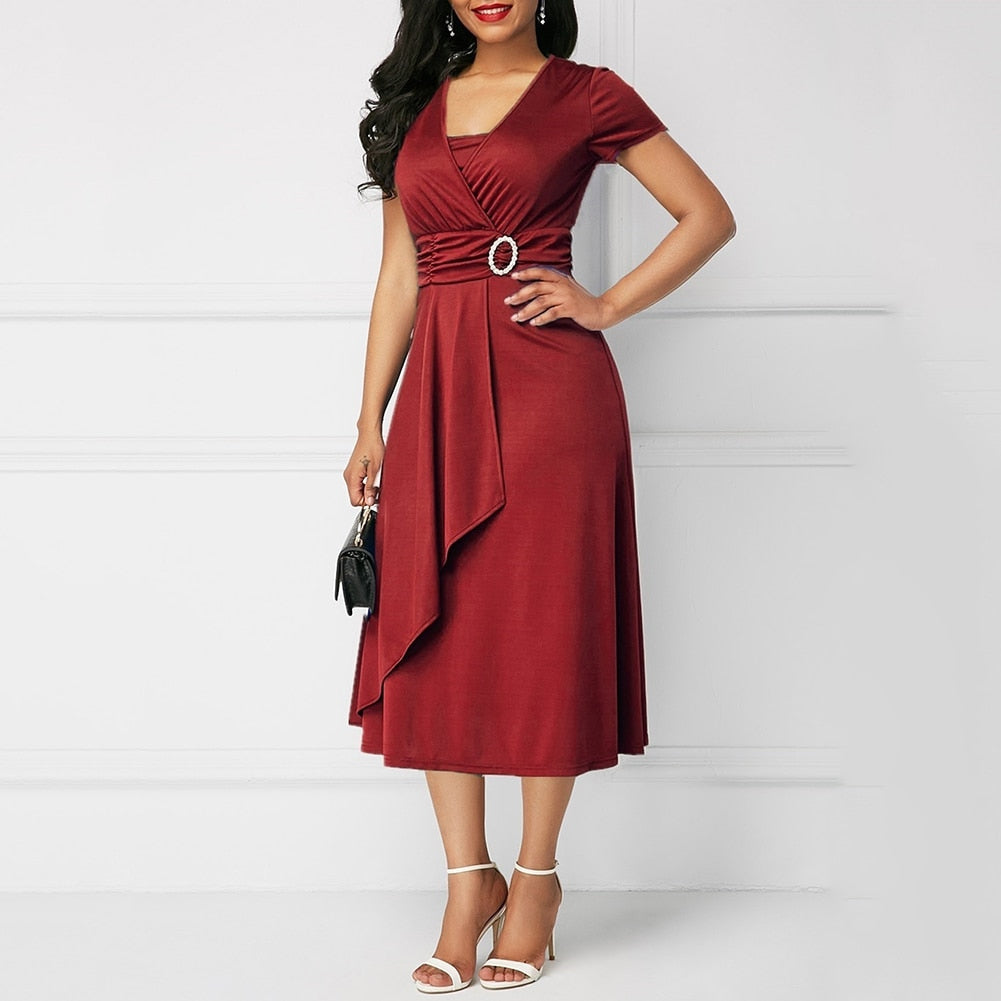 New Arrival Fashion Plus Size Dress Women Short Sleeve