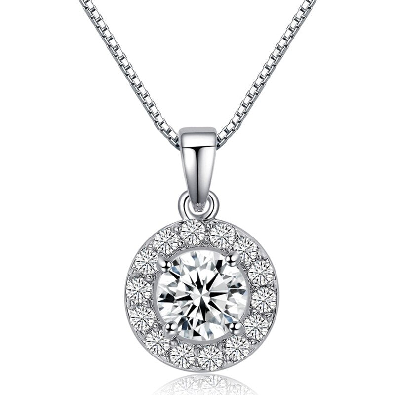 Top Quality AAA+ CZ Cubic Zirconia Round Pendant Necklace