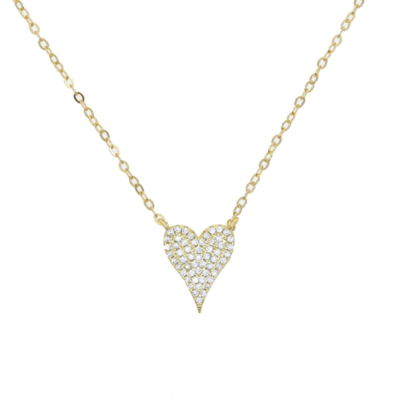 100% 925 sterling silver micro pave cz heart necklace shiny cubic zirconia valentines gift for lover elegance Romantic jewelry