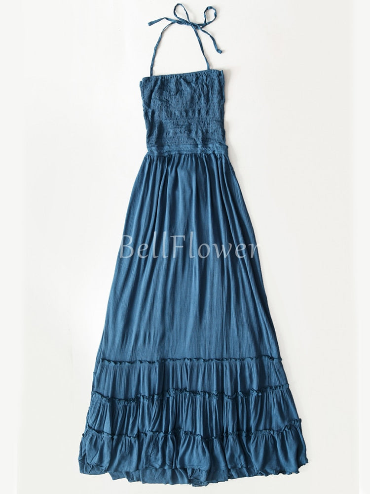 Beach Sexy Dresses, Bohemian Cotton, Backless Long Maxi Dress