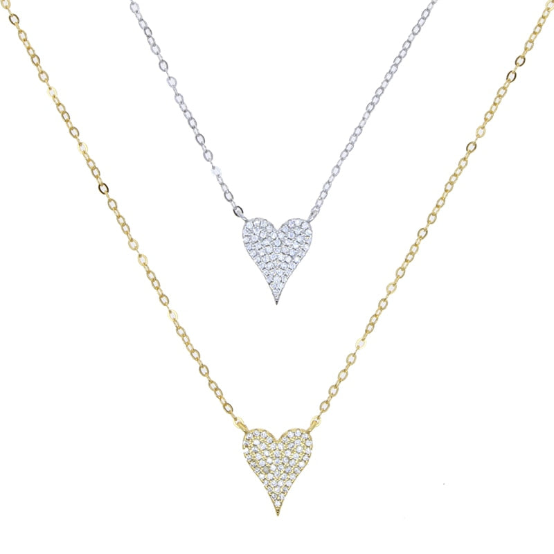 100% 925 sterling silver micro pave cz heart necklace shiny cubic zirconia valentines gift for lover elegance Romantic jewelry