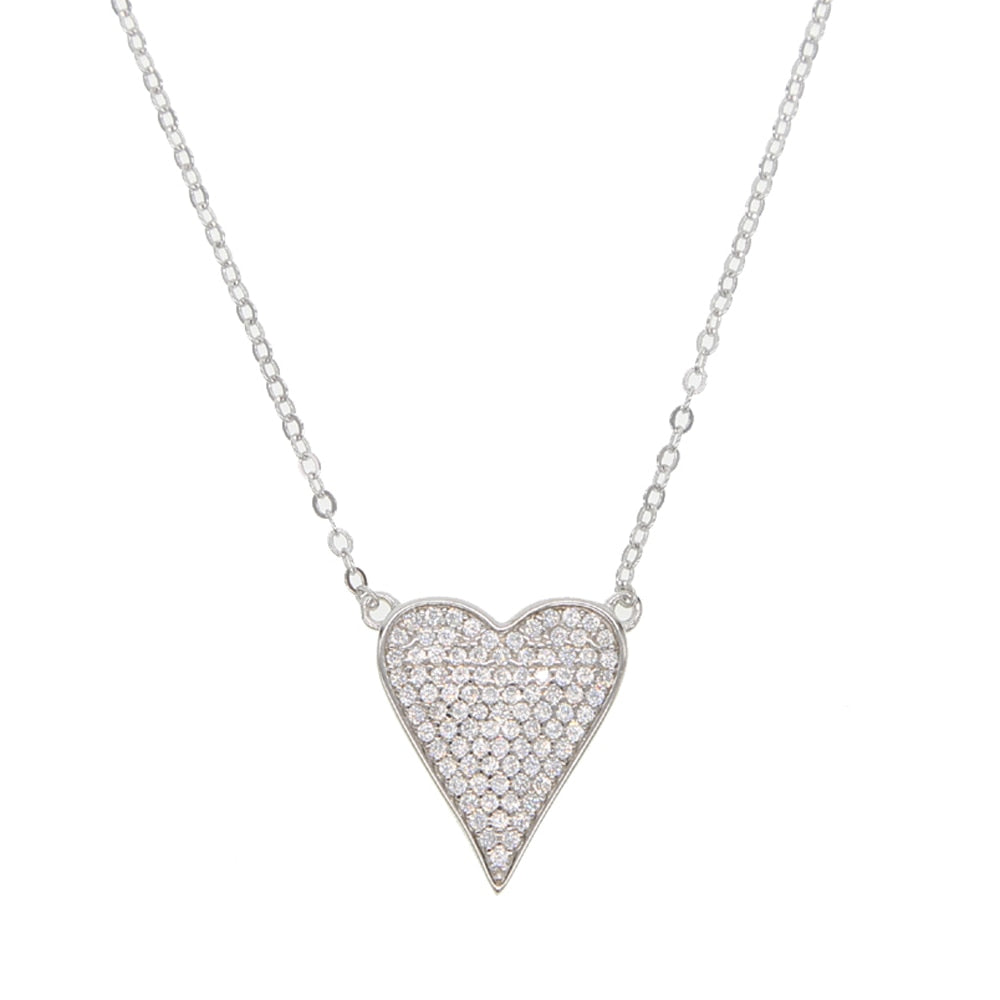 100% 925 sterling silver micro pave cz heart necklace shiny cubic zirconia valentines gift for lover elegance Romantic jewelry