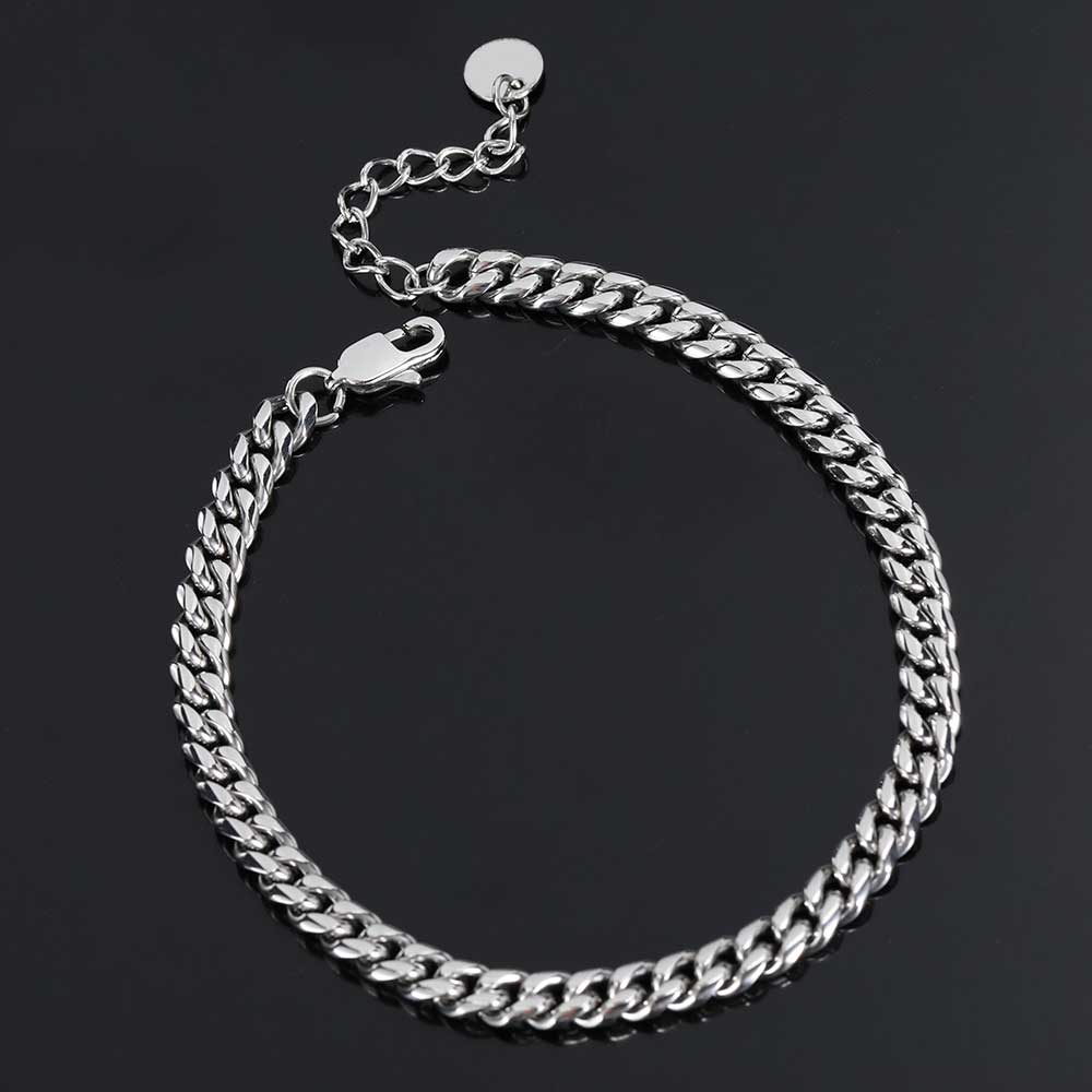 Stainless Steel Sun Buckle Hip Hop Cuban Anklet