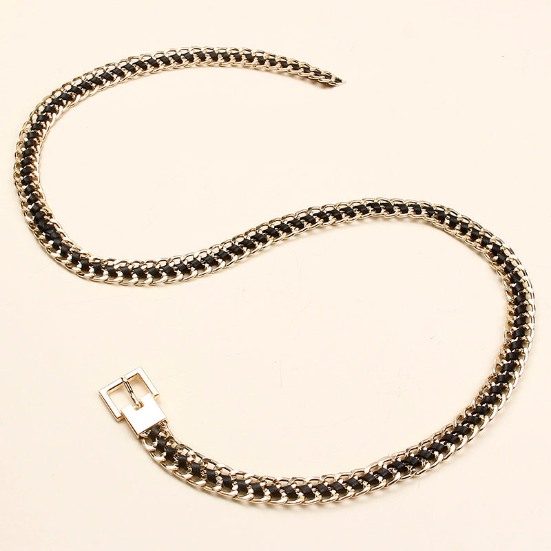 Korean version of fine style dress decoration belt female personality geometry sexy body chain adjustable needle buckle chain waist chain