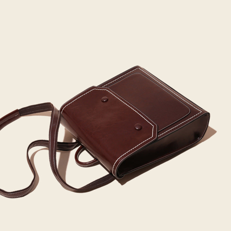 Women's Fashion Oil Wax Cowhide Shoulder Bag
