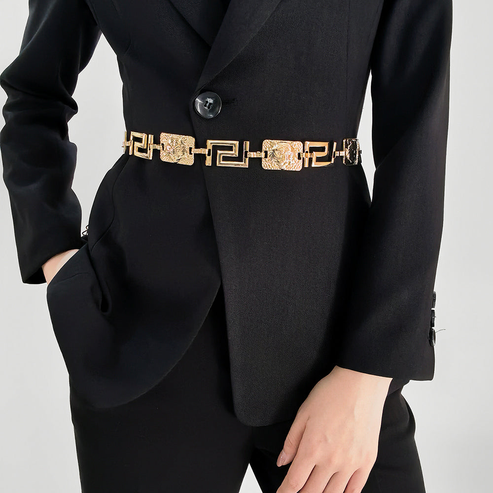 New Men's And Women's Advanced Sense Of Metal Tiger Waist Chain Gold Silver Waist Body Chain Decoration Dress Suit Evening Dress Chain Accessories