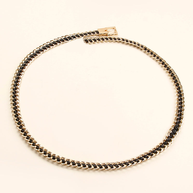 Korean version of fine style dress decoration belt female personality geometry sexy body chain adjustable needle buckle chain waist chain