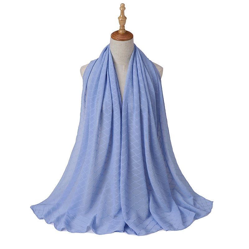 Monochrome Pearl Chiffon Bubble Scarf Headscarf