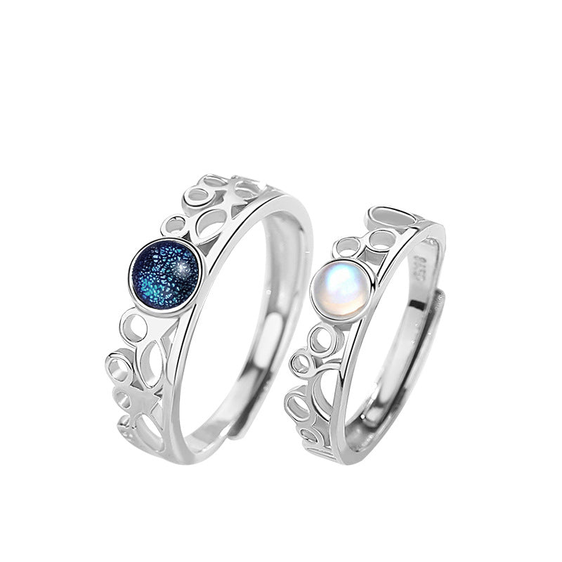 A Pair Of Fashionable Sterling Silver Couple Rings