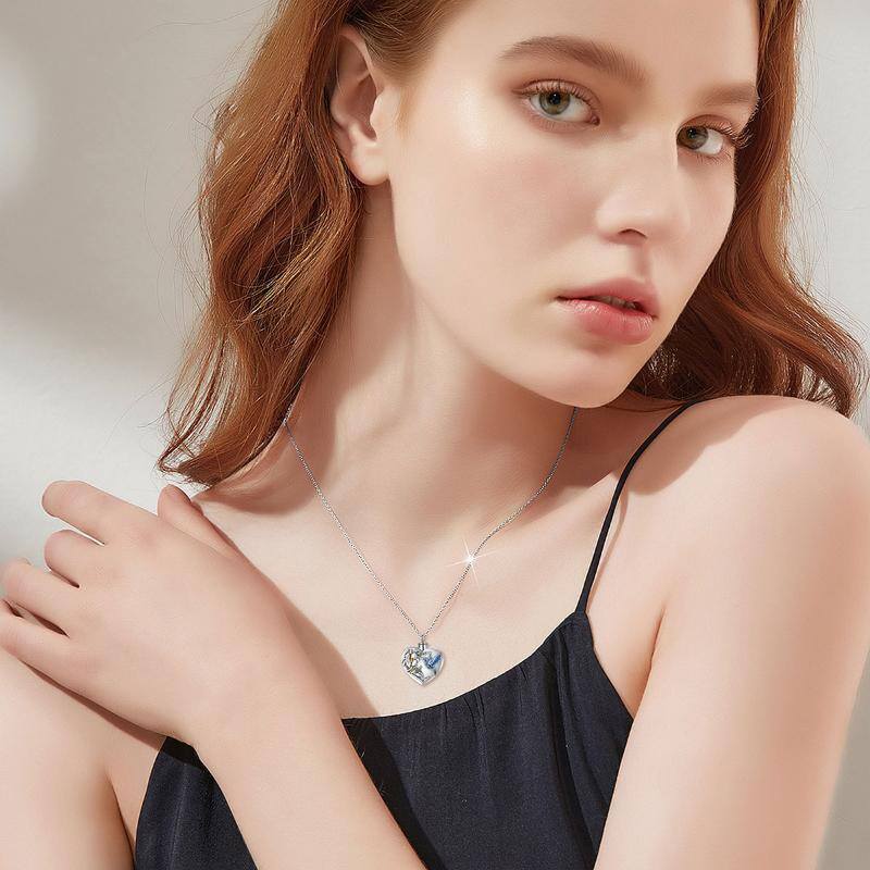 Hummingbird Flower Cremation Urn Necklace for Human Ashes 925 Sterling Silver Heart Keepsake Memorial Locket Holder Jewelry Gift