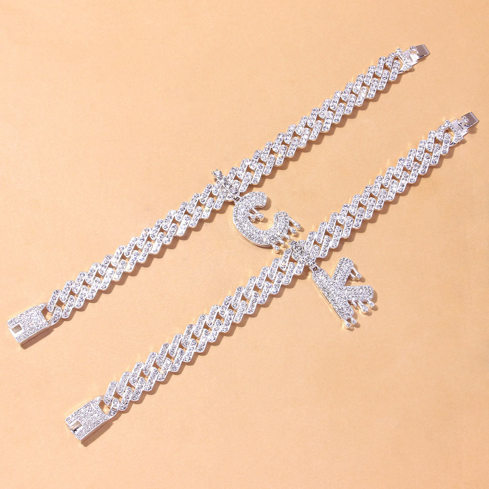 Water Drop Letter Anklet Personality Wild Square Cuba