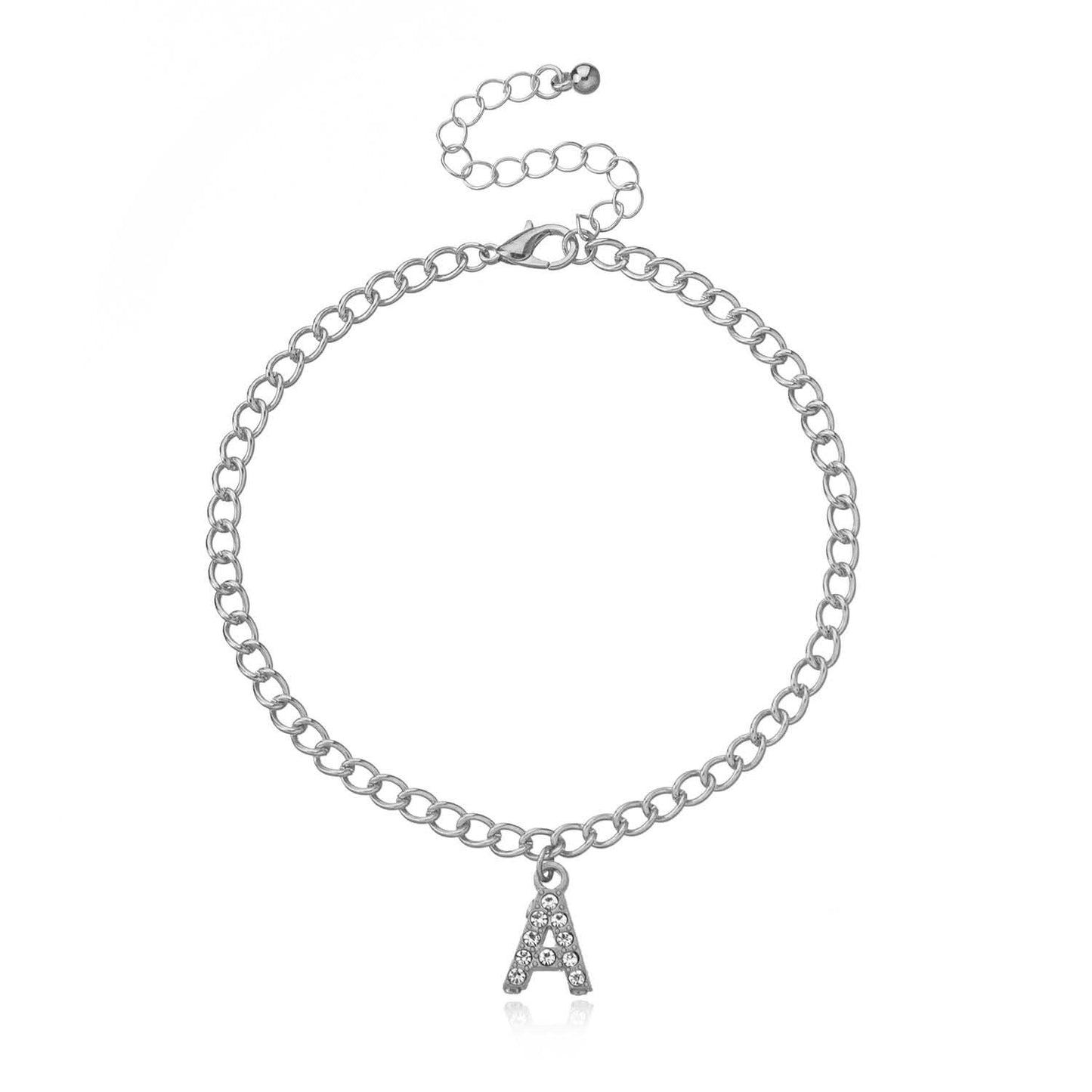 Fashion Full Rhinestone English Initial Pendant Anklet