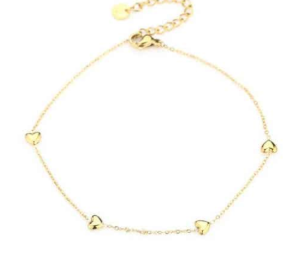 S925 Sterling Silver Anklet Beads Love Heart
