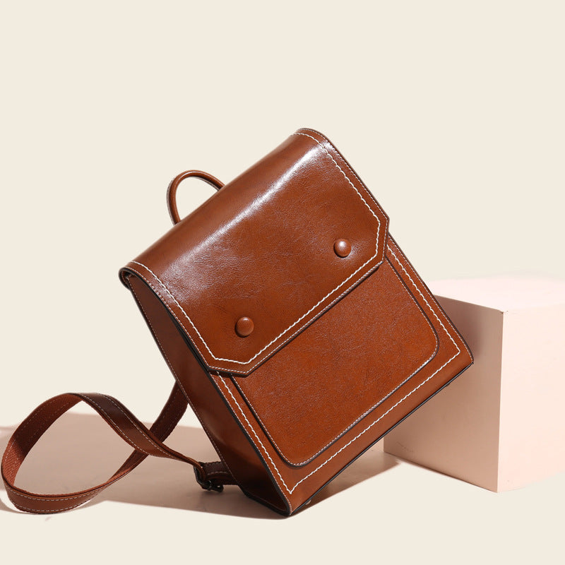 Women's Fashion Oil Wax Cowhide Shoulder Bag