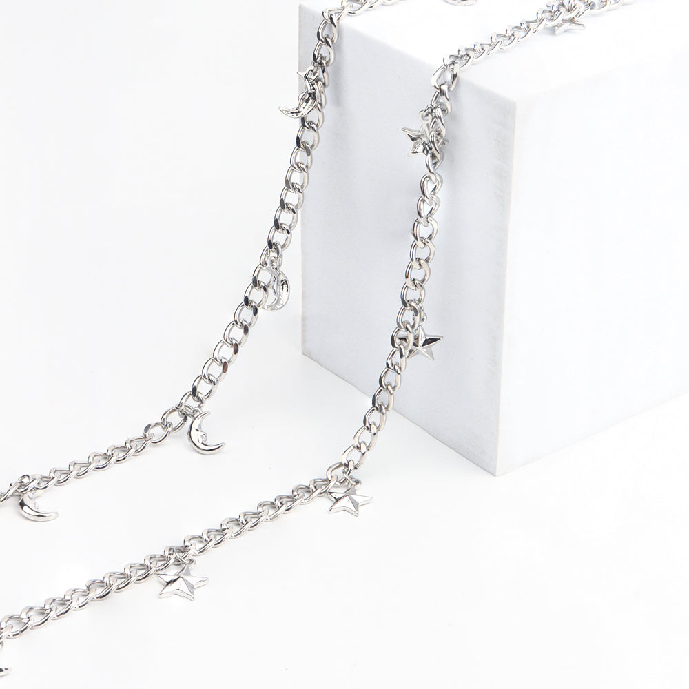 New Beautiful Ladies Waist Chain Star Moon Pendant Chain Simple And Versatile Elegant Dress Dress Evening Dress Accessories