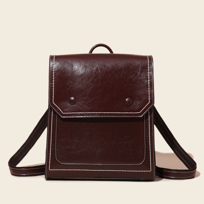 Women's Fashion Oil Wax Cowhide Shoulder Bag